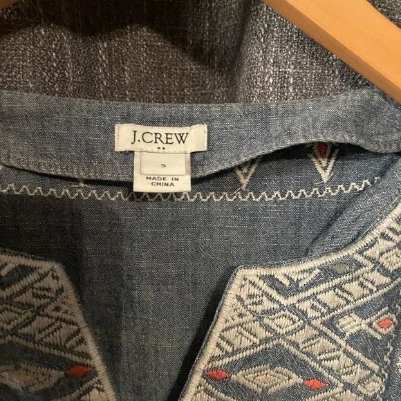 J. Crew Blue Denim Embroidered Dress - Picture 4 of 4